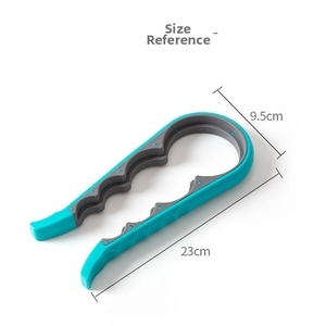Size reference for 4-in-1 multi-functional bottle opener with 23cm length and 9.5cm width