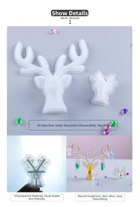 Detail of transparent silicone mold for reindeer antler resin craft with high gloss finish