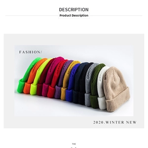 Flat lay display of colorful ribbed knit beanies in 11 colors for winter fashion