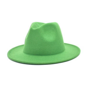 Classic bright green wool felt fedora hat for men and women in vintage British style