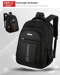Detail showing lightweight oxford fabric backpack with SPORT logo weighing only 0.8kg