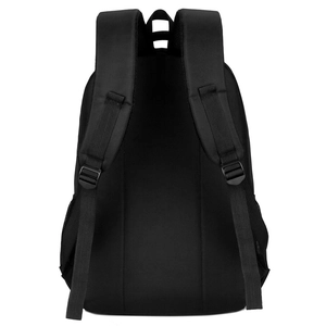 Rear view of black Oxford cloth business laptop backpack with breathable mesh shoulder straps
