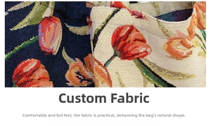 Close-up of premium tulip jacquard fabric with woven texture in navy and beige