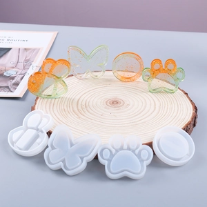 DIY Quicksand Silicone Mold For Resin Jewelry Pendant Casting Butterfly Bee Cat Paw Heart Round Shape Flexible