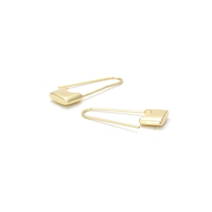 Minimalist gold-plated safety pin earrings in a sleek polished finish for women