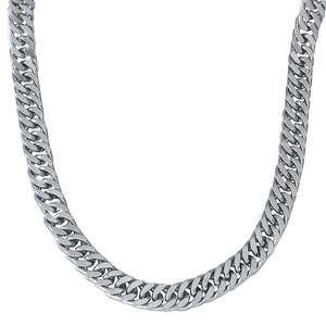 Chunky silver Cuban link chain necklace for men in high-polished stainless steel style