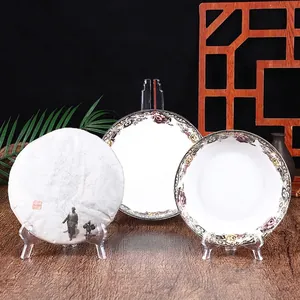 Elegant porcelain plate stand and display rack for Pu-erh tea cakes and photo frames