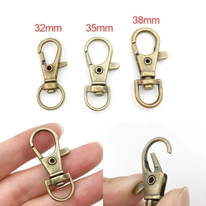 Bronze zinc alloy lobster clasps in 32mm, 35mm, and 38mm sizes with swivel snap hooks