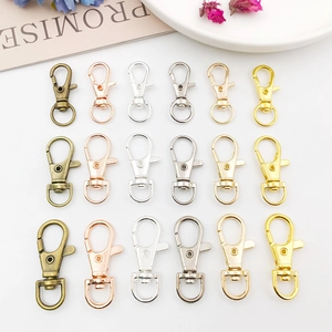 Assorted zinc alloy lobster claw clasps in six metallic finishes for bags and keychains