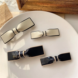 Bow Hair Clip Acrylic Resin Alloy Spring Barrette Vintage French Style Elegant Sweet Hair Accessory For Women