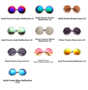 Collection of ten vintage round oversized sunglasses with metallic double-circle frames