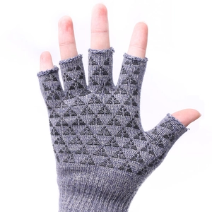 Knitted half-finger gloves with anti-slip palm patterns for outdoor riding and typing