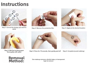 Step-by-step tutorial for applying waterproof smile and lightning temporary tattoos