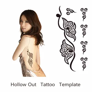 Stencil per tatuaggio S228 semi-permanente con motivi floreali e farfalle eleganti