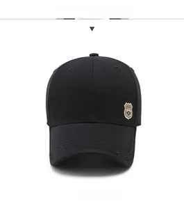 Detail view of cotton baseball cap with retro Sport patch and side embroidery