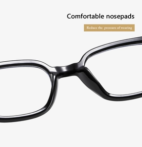 Close-up of comfortable integrated nose pads on black blue light blocking glasses