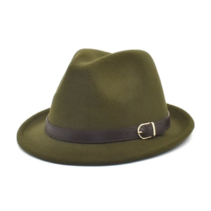Cappello Fedora in Lana Unisex Stile Britannico Vintage Cappello Jazz Con Fibbia in Pelle a Tesa Larga per Uomo Donna Viaggi All'aperto