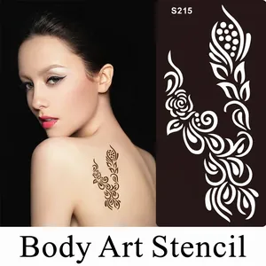 Stencil per tatuaggi semipermanenti floreali S215 con elegante design per la schiena