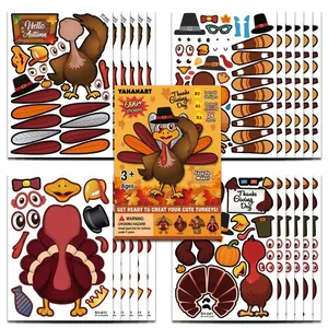 Thanksgiving Turkey Stickers DIY Make A Turkey Face Decor Adhesive Cartoon Craft For Kids Seasonal Activity