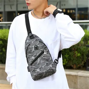 Sac de poitrine camouflage gris imperméable en tissu oxford pour activités de plein air