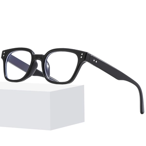 Square Anti Blue Light Optical Glasses PC Frame AC Lens Fashion Rivet Retro Plain Eyeglasses For Women Men Trendy Eyewear