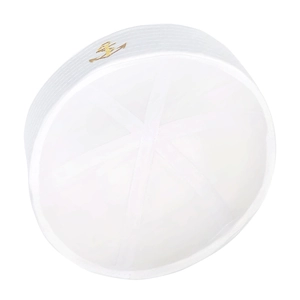 Detail view of the internal six-panel structure and anchor embroidery on the sailor hat