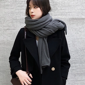 Winter Scarf Thick Warm Cashmere-like Acrylic Solid Color Casual Soft Long Wrap For Men And Women