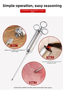 Étapes détaillées pour utiliser l'injecteur de sauce en acier 304 pour le barbecue