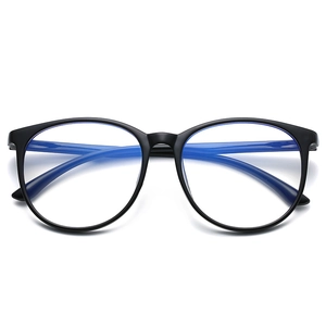 Classic large round matte black frames with blue light blocking lenses for men and women