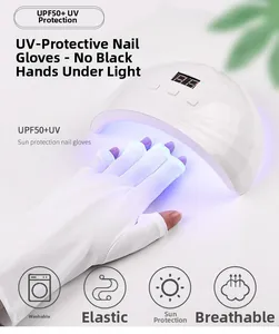 UPF50+ UV-beschermende handschoenen voor nagelkunst met ademend wit elastisch ontwerp