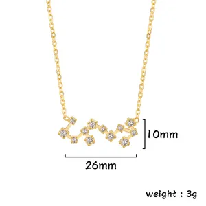 Collier zodiaque Scorpion doré avec zircons blancs et chaîne en acier inoxydable