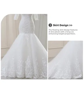Détails de broderie en dentelle et de paillettes sur la traîne d'une robe sirène de mariée