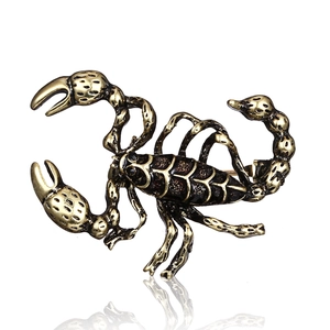 Detailed back view of vintage bronze scorpion brooch with high-quality enamel texture