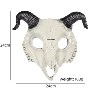 3D ram skull mask for Halloween cosplay and carnival parties featuring black horns