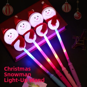 Set of four glowing snowman wands with colorful LED lights for Christmas celebrations