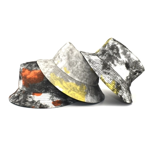 Bucket Hat Tie Dye Cotton Canvas Sun Protection Outdoor Travel Streetwear Unisex Reversible Map Print Graffiti