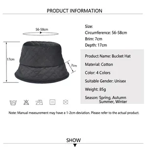 Unisex quilted cotton bucket hat with classic lattice pattern for outdoor warmth
