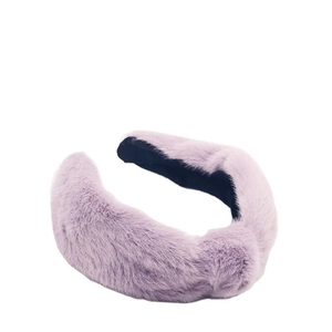 Plush light purple faux rabbit fur headband with a stylish knotted design for winter comfort