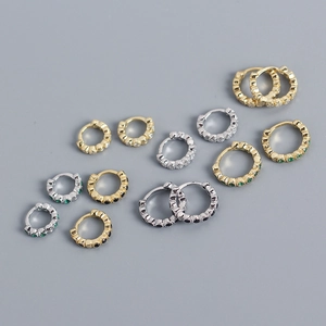 Huggie Hoop Earrings 925 Sterling Silver Tiny Minimalist Cubic Zirconia Rhinestone Trendy Jewelry For Women