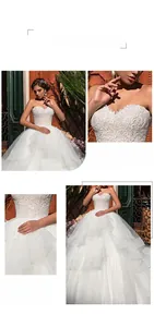 Detail of elegant white wedding dress with lace embroidery and sweetheart neckline