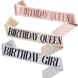 Glitter Birthday Sash Rose Gold Birthday Queen Girl Sash For Birthday Party Decorations For Women Party Supplies