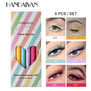 Detailoverzicht van de 6-delige waterdichte eyeliner-set met oogmake-up toepassingen