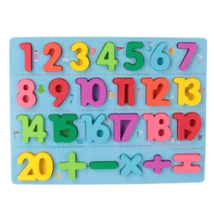 Educational wooden number puzzle for kids featuring colorful digits from 1 to 20