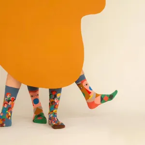 Artistic abstract portrait crew socks with colorful graffiti pattern for men and women