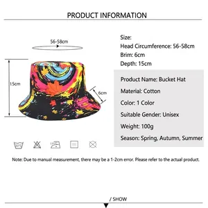 Colorful floral print bucket hat for women with reversible abstract maple leaf pattern
