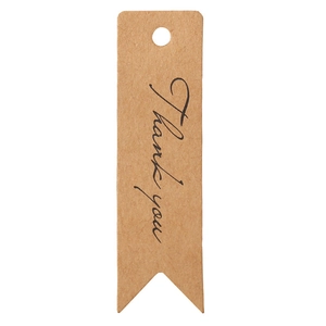Brown kraft paper swallowtail gift tags with Thank You print for bakery packaging