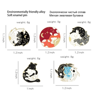 Creative cartoon enamel brooches with yin yang animal designs in alloy and soft enamel