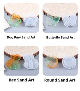 DIY silicone molds for shaker charms in dog paw, butterfly, bee, and circle shapes