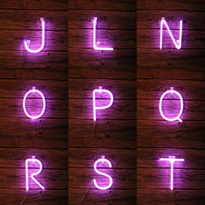 Pink purple LED neon letter lights collection for decorative wall hanging display