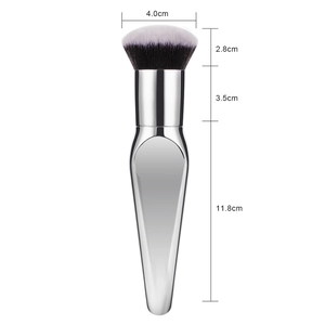 Flat Top Foundation Brush Large Powder BB Cream Makeup Tool Synthetic Fiber Silver Metallic Finish Portable Ergonomic